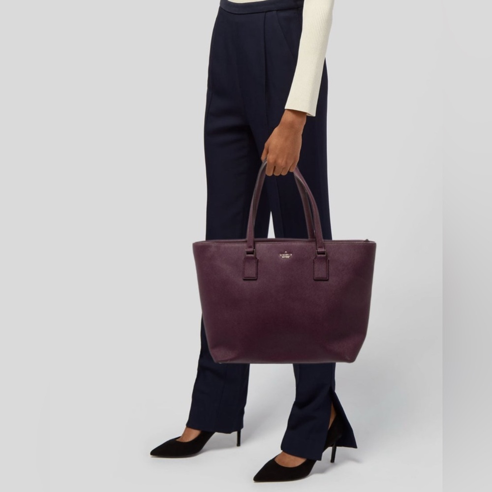 Kate Spade Maroon Leather Laptop Tote Bag